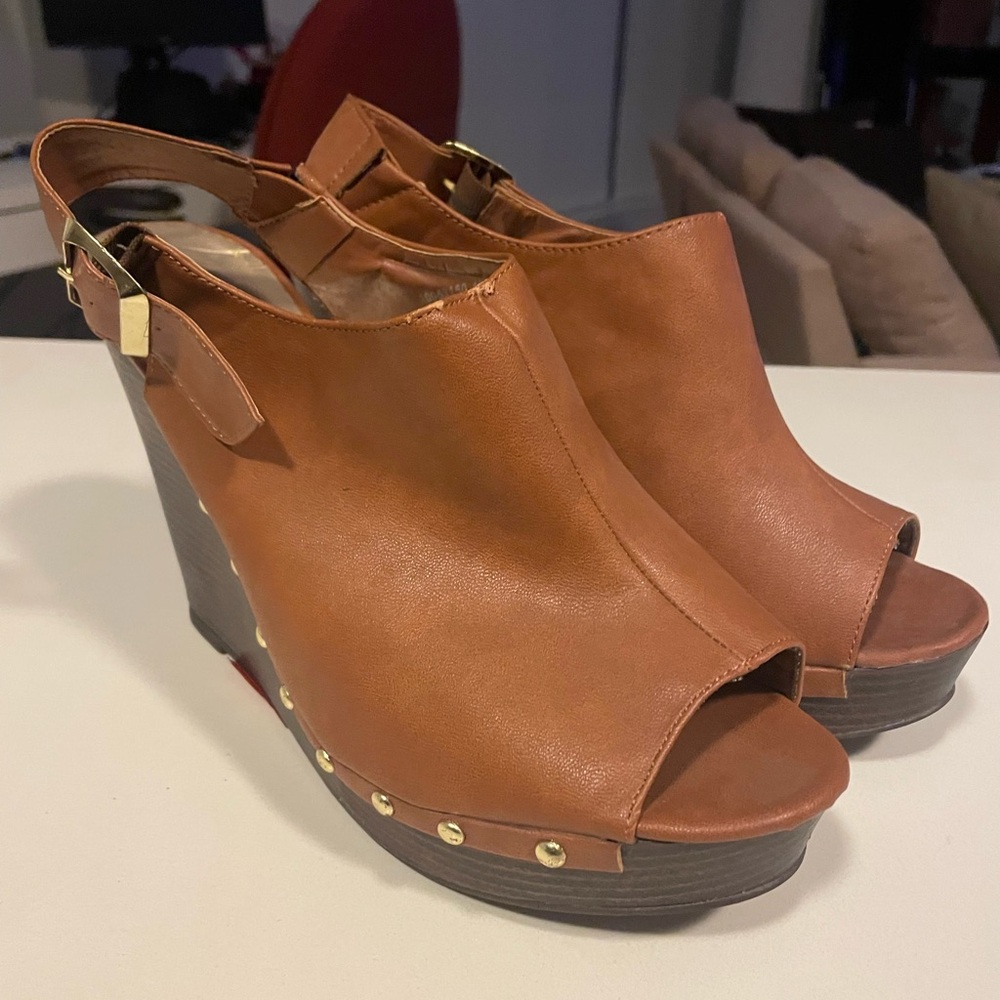 Torrid Brown Wedge Sandals with Slingback Design
